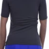 Soft slim cotton-blend tee with a low scoop neck and short sleeves, light and close for everyday wear.