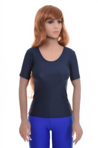 Soft slim microfiber tee with a low scoop neck and short sleeves, a light pull-on layer for everyday wear.