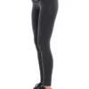 Black high-waisted wool leggings, side view highlighting the warm soft knitted wool fabric