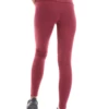 Burgundy high-waisted wool leggings, back view showing the warm cozy knitted wool texture
