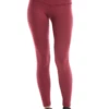 Burgundy high-waisted wool leggings, full-length front view in a warm soft knitted wool blend