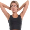 Women's wool-blend tank top with wide straps and a scoop neckline, a warm slim base layer for cooler months.