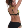 Abstract-print bikini bottom with standard coverage in quick-drying polyamide swim fabric.
