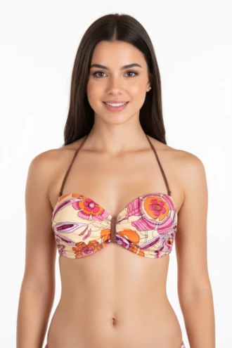 Balconette bikini top in polyamide with a tie back and softly gathered center, quick-drying with structured cups.