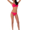 Vivid single-color balconette two-piece swimsuit with D-cup molded push-up shaping for women.