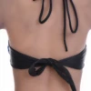 Bandeau bikini top in polyamide with a slim halter cord that ties at the neck for extra hold and a soft center gather.