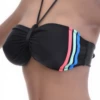 Light unpadded black bandeau bikini top in quick-drying polyamide that ties at the back for an adjustable fit.