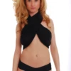 Black boyshort bikini bottom in solid black, a versatile sporty pick with a cheeky back for the pool or beach.