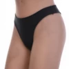 Black Brazilian swim bottom with no ties that pulls on simply, stretchy quick-drying fabric for swimming and sunbathing.