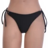 Tiara Galiano black Brazilian thong bottom in smooth polyamide-Lycra that holds its shape in and out of the water.