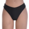 Black high-leg Brazilian pull-on bottom in solid black, a versatile shade that pairs with any top for the pool.