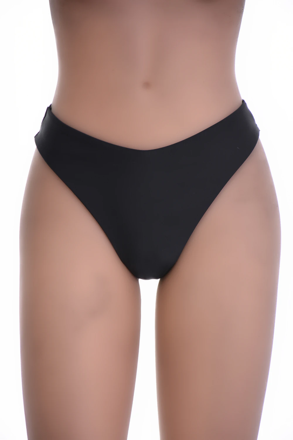 Black high-leg Brazilian pull-on bottom in solid black, a versatile shade that pairs with any top for the pool.