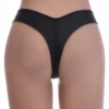 Versatile black mid-rise Brazilian bikini bottom in XS and S sizing, also suited to smaller frames and easy to wear.
