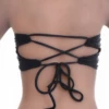Black strapless bandeau bikini top in polyamide with a clean wrap across the bust and no shoulder straps.