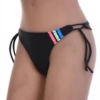 Tiara Galiano black string bikini bottom in light quick-drying polyamide, an adjustable barely-there fit made for tanning.