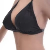 Classic black string triangle bikini top, light and quick-drying, an easy staple for tanning and relaxed beach days.
