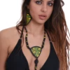 Classic black string triangle bikini top with a tie-back band, light and quick-drying for tanning and swimming.