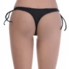 Minimal black swim thong with side-tie cords and a narrow back for the fewest tan lines.