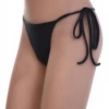 Solid black Tiara Galiano swim thong with adjustable side ties, a versatile pick for tanning.