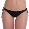 Light quick-drying black thong swim bottom in solid black, easy to pair with any bikini top for a dip and a tan.
