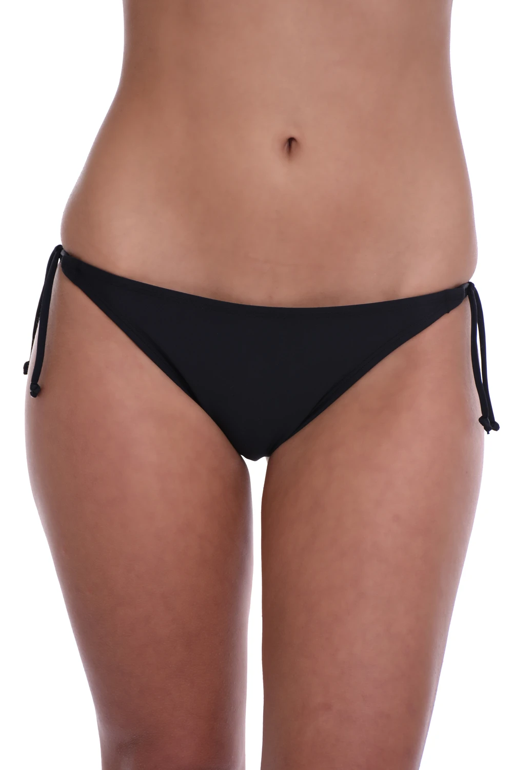 Versatile black tie-side swim bottom from Tiara Galiano, light and smooth with stretch to sit close to the body.