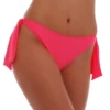 Candy pink bikini bottom that ties into bold bows at each hip, moderate front and cheeky back, sizes S to XL.