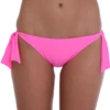Candy pink bow-tie bikini bottom with wide knot bows at the hips, moderate front and cheeky back.