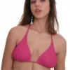 Classic string triangle bikini top in sweet candy pink with a tie-back band, light and quick-drying for the pool.