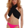 Sweet candy pink thong bottom with knot hip ties for an adjustable fit and smooth stretch fabric.
