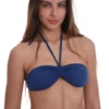 Convertible bandeau bikini top in smooth polyamide, quick-drying and worn either as halter or strapless through the day.