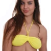 Convertible bandeau bikini top in smooth polyamide, quick-drying and worn as halter or strapless through the day.