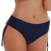 Dark blue mid-rise bikini bottom with fuller coverage, a deep dependable shade that works with almost any top.