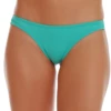 Emerald green Brazilian-cut bikini bottom with a low-rise front and V-shaped back in quick-drying swim fabric.