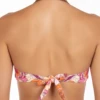 Floral print balconette bikini top with molded push-up cups and slim straps that tie at the neck for adjustable fit.