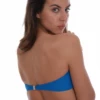 French blue convertible bandeau bikini top in polyamide with a thin halter strap that ties at the neck for lift.