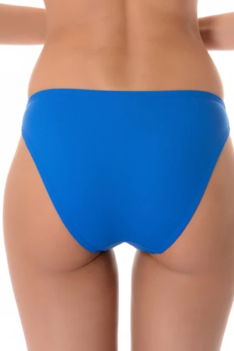 French blue high-rise leg swim bottom with cheeky back, light stretchy quick-drying fabric for swimming and sunbathing.