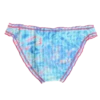 Light-blue tie-dye girls' swim bottom with pink trim and adjustable side ties, gently stretchy quick-drying fabric for pool days.