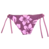 Tropical hibiscus girls' swim bottom in plum with adjustable side ties, soft quick-drying polyamide for warm days outdoors.