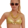 Metallic triangle bikini top in polyamide with a hook-and-eye back and slim neck ties for a dressier evening feel.