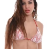 Triangle bikini top in polyamide with a tie-back band, a fresh retro lace-effect print and adjustable coverage.