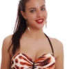 Leopard-style balconette bikini top in polyamide with a secure tie-back band, quick-drying with structured cups.