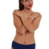 Mid-rise full-coverage bikini bottom, a simple dependable choice for sunbathing and swimming.