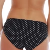 Mid-rise swim bottom with gathered sides that cinch on hip drawstrings, smooth Italian fabric with good stretch.