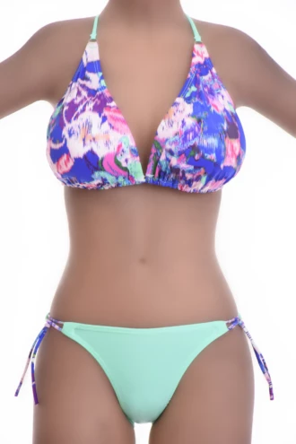 Mint green bikini bottom with adjustable side ties and standard coverage in quick-drying fabric.