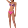 Multicolor abstract-print bikini set with underwire push-up cups in smooth polyamide swim fabric.