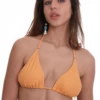 Classic string triangle bikini top in a warm muted orange with a tie-back band, light and quick-drying for tanning.