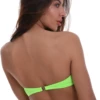 Neon green convertible bandeau bikini top in polyamide with a thin halter strap that ties at the neck for lift.