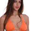 Classic string triangle bikini top in vivid orange, light and quick-drying for tanning and easy swims.