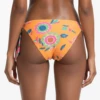 Sunny tropical floral swim bottom on orange, light Italian fabric with adjustable side ties and stretch.