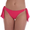 Pink Brazilian thong bottom in a clean true pink that stays bright without going neon, cheerful for sunny days.